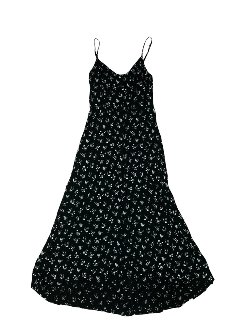 Hollister Black Button Down Maxi Slip Dress with White Floral Print